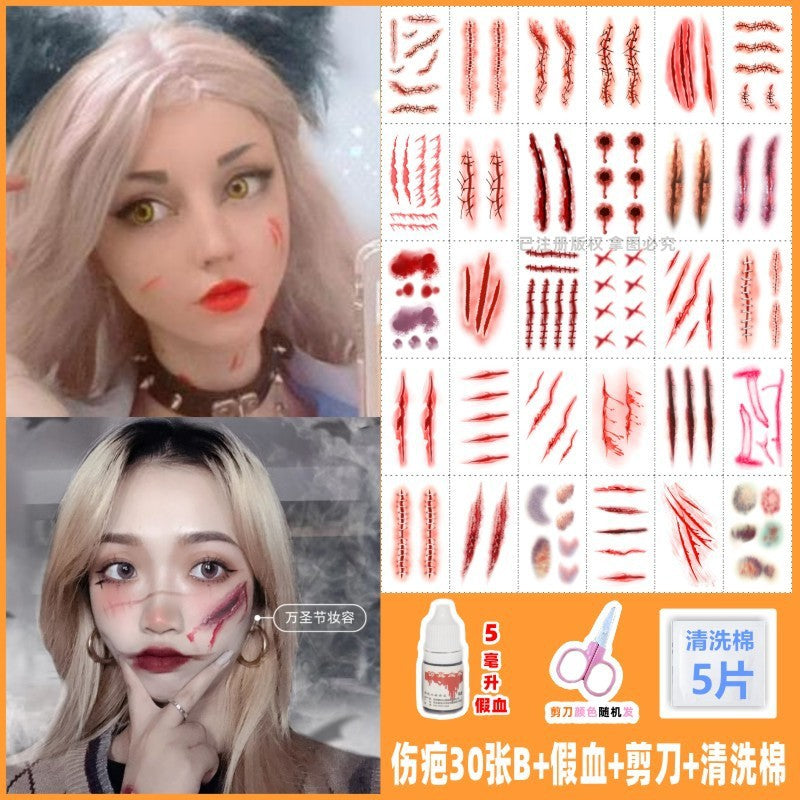 Wholesale  tattoo paste simulation bleeding fake wound bite  suture  party bar makeup face paste